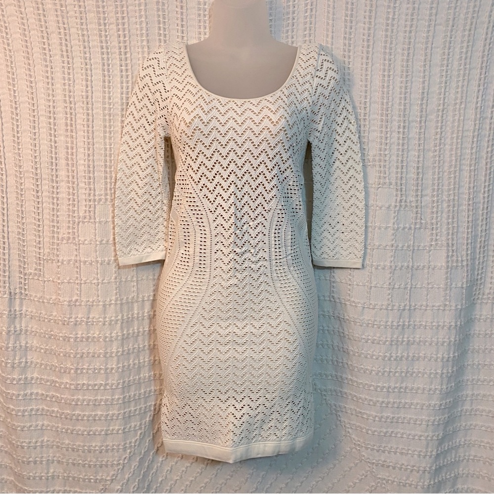 Arden B. White Eyelet Knit Dress, Size M/L